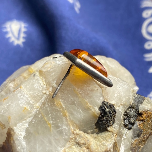 Sterling Silver Amber Earring Individual - Picture 2 of 8